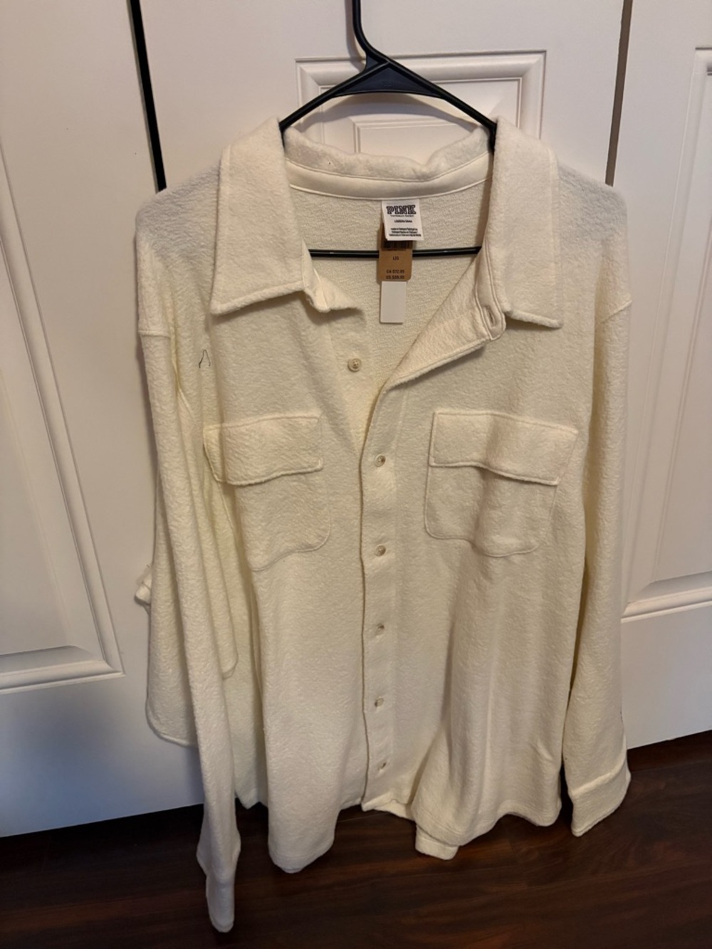 PINK Victoria's Secret Cream Terrycloth Shirt Jacket